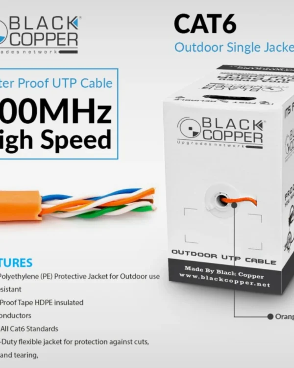 Black Copper Cat-6 UTP Single Jacket Orange