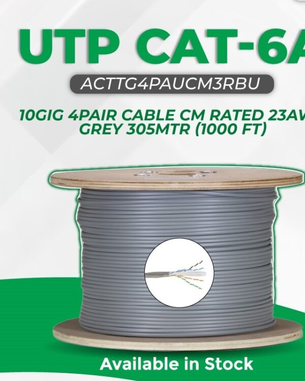 SCHNEIDER UTP CAT-6A 10GIG 4PAIR CABLE CM RATED 23AWG WHITE 305MTR (1000 FT)
