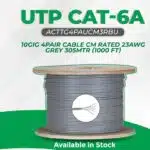 SCHNEIDER UTP CAT-6A 10GIG 4PAIR CABLE CM RATED 23AWG WHITE 305MTR (1000 FT)