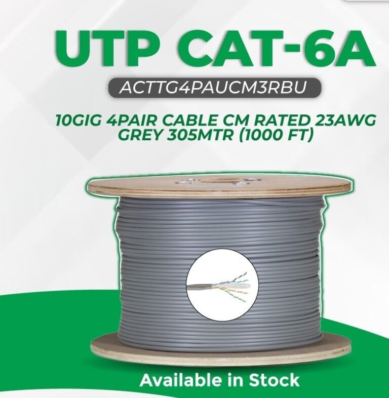 SCHNEIDER UTP CAT-6A 10GIG 4PAIR CABLE CM RATED 23AWG WHITE 305MTR (1000 FT)