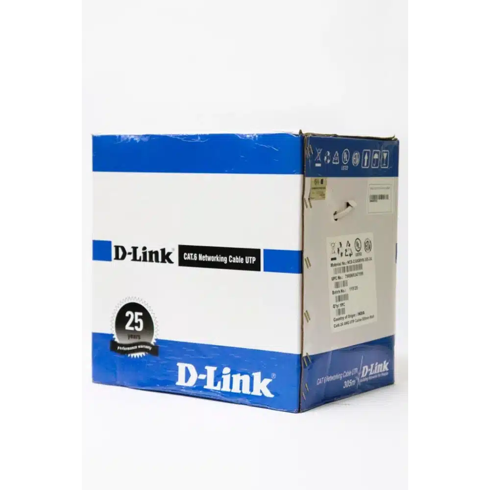 DLINK-CAT6-24-AWG-CABLE-2.webp D-LINK CAT-6 UTP NETWORKING CABLE ROLL(305MTR / 1000FT) BOX - Image 1