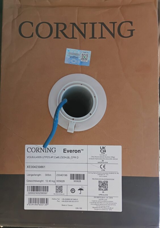 3M-Corning Cat6 UTP 23AWG Cable Roll, 305M