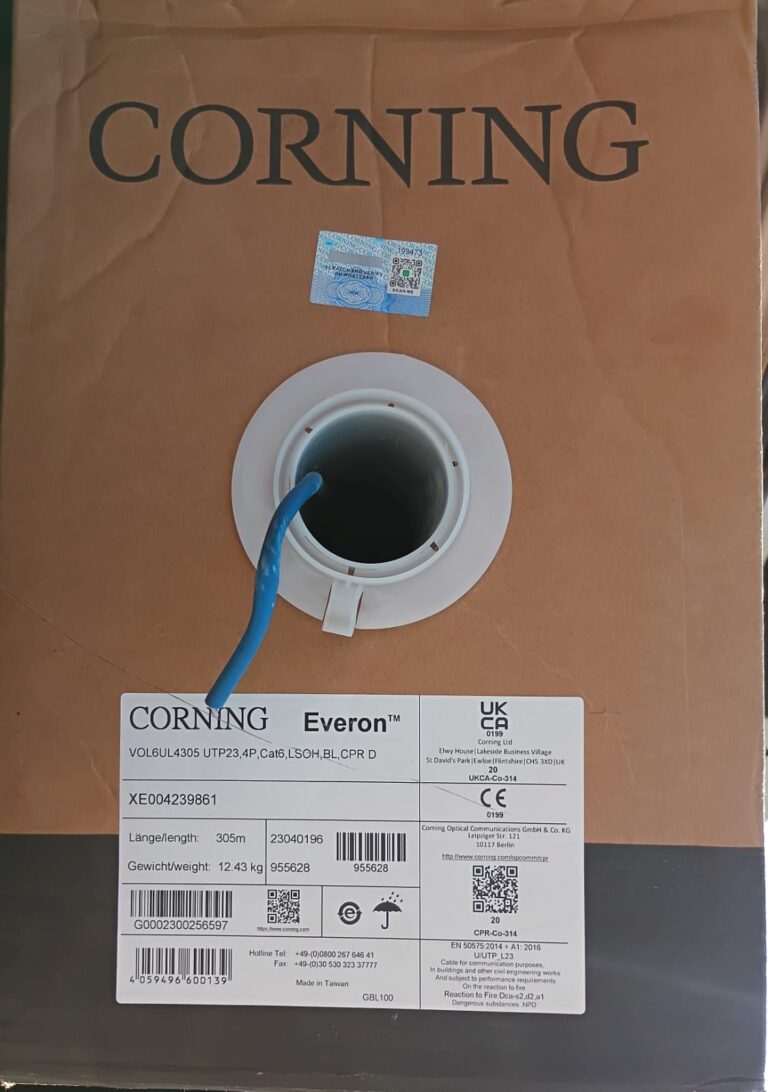 3M-Corning Cat6 UTP 23AWG Cable Roll, 305M 3M-Corning Cat6 UTP 23AWG Cable Roll, 305M